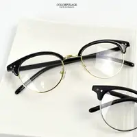 在飛比找樂天市場購物網優惠-鏡框 復古金圓型半框平光眼鏡【NY468】