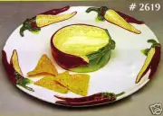 New Red Chili 2 Piece Ceramic Chip 'N Dip Set Chilis Chilli Chili Pepper