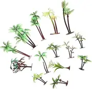 14pcs Model Tree Outdoor Tree Topper Tropic Glow Palm Tree Decor Diorama Palm Trees Cake Topper Trees Plant Basket Liner Palm Tree Miniature Basket Liners Coconut Green Plastic