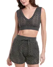 Brunello Cucinelli Crochet Linen & Silk-Blend Bandeau Top