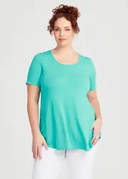 [Taking Shape] Taking Shape Bamboo Base Short Sleeve Top Size 16 in Ceramic - Plus Size Women's Basics Ceramic