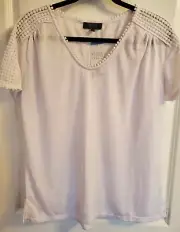 Modern Canvas white short sleeve crochet trim knit top size L - NWT