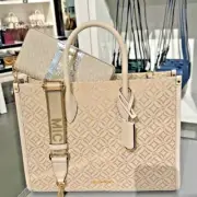 Michael Kors Mirella MD East West Tote Bag+Continental Wallet(Light Cream Multi)