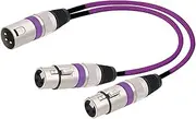 ROBAUN Balanced XLR Y Splitter Cable Color Weaving Microphone Cord-3Pin 1 Male to 2 Female XLR Y Cable 0.3 0.5M(Purple,0.5m)