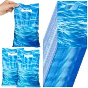 50 Pcs Ocean Waves Party Gifts Bags with Handles Plastic under the Sea Reusable