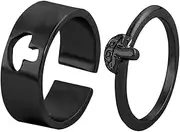 [Healvian] 1 Pair Couples Promise Rings Elegant Finger Jewelry for Engagement and Wedding Fashionable Hollow Mushroom Design for Sensitive Skin Anniversaries and Special Occasions