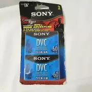 Sony DVC Mini DV 2 Pack Premium Digital Video Cassette DVC Tape DVM60PRL Sealed