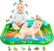 Large Tummy Time Water Mat,100 * 80cm Inflatable Water Mat,Dinosaur&Letters Water Play Mat,Baby Toys for Toddlers 0 1 2 3
