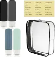 BETIMFAN 4 Pcs TSA Approved Silicone Travel Bottles BPA Leak Proof Travel Size Containers Portable Travel Containers Waterproof Travel Bottles Reusable Travel Containers for Shampoo