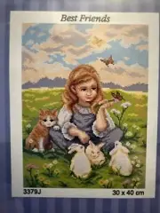 needlepoin tapestry gobelin canvas only 30x40 cm Best Friends