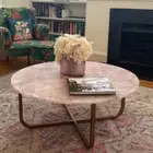 Rose Quartz Stone Center Sofa Coffee Table Top Crystal Healing Gemstone Tables