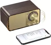 Retro Bluetooth Antenna Radio Speaker Walnut Classic
