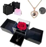 Handmade Preserved Real Rose with I Love You 100 Languages Necklace - Romantic