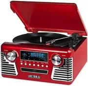 All-in-One Retro Multimedia Bluetooth Player - 3-Speed Turntable with Speakers
