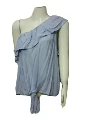 Mossimo Women's NWOT Size XXL Blue & White Stripe Ruffled One Shoulder Blouse(#a