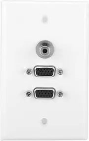 3.5 Female Head Wall Plate Panel, 2 VGA Port Video Wall Plate Home TV AV Outlet for Home Theater Installation(White)