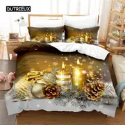 v2548 Bed Sheets Christmas Bedding Set Duvet Cover Set Bedding Digital Printing Bed Linen Queen Size Bed Set Fashion Design 3-Piece Bedding Set (1 Du