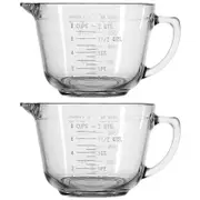 2x Anchor Hocking 2L/8Cup Glass Batter Bowl Measuring Jug Clear