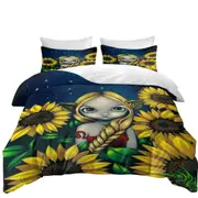Cool Zodiac Art Leo Sunflower Night Elf Girl Quilt Cover