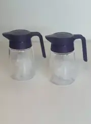 TUPPERWARE SYRUP CONTAINER SET OF 2 DARK PURPLE LID ! NEW