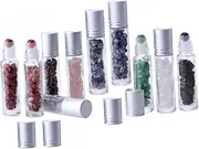 Healeved 10pcs Semiprecious Stones Roller Essential Oil Bottles Natural Containers for Perfumes Travel Friendly Bottles with Caps for Easy Filling and Cleaning