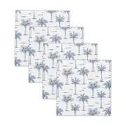 4pc Rayell Ceramic Printed Coasters Paradise's Palms Ocean Blue
