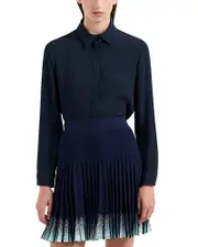 Emporio Armani Pleated Knit Skirt with Gradient Ribbing
