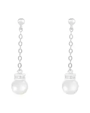 Splendid Pearls 5.5-6mm Pearl CZ Dangle Earrings