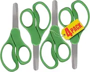 1InTheOffice Round Tip Scissors, Blunt Tip Scissors For Kids, 5 Inch Kids Blunt End Scissors, Green, (4 pack)