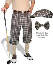 [Golf Knickers] Plaid, Cap and Bow Tie: Mens 'Par 5' - Carolina