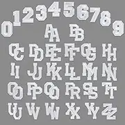 Iron on Patches, 62Pcs Embroidered Appliques DIY Accessory, Decoration & Repair for Clothing, Backpacks, Jeans, Caps, Shoes & More (Letters and Numbers)-White…