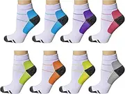 [Jileson] 8 Pairs Compression Socks for Men & Women Plantar Fasciitis Ankle Socks for Arch Support Swelling Sports Cycling Hiking Flight Travel