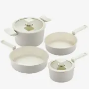 Happycall AddZ Blanc IH Pots and Frying Pans Cookware 4 Piece Set_Pearl Gray