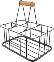Water Bottle Carrier Milk Bottle Holder Wire Metal Doorstep Milk Crate Rustic Wine Bottle Carrier Beverage Water Bottle Rack Basket for Farmhouse Kitchen Organizer Holder