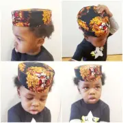 Toddler Isiagu Hat. Traditional Igbo Kid's Hat Cap . Black Hat Isiagu Lion Head