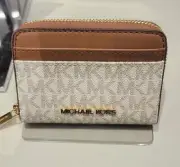 Michael Kors Jet Set Travel Medium Zip Around Card Case Wallet, Vanilla