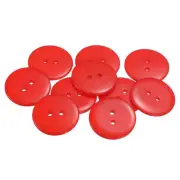 10pcs Sewing Button 25mm 2 Holes Resin Round Craft Buttons, Red