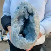 28.4lb Natural Blue Celestite Crystal Geode Quartz Cluster Mineral Specimen
