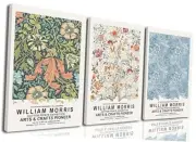 Framed William Morris Canvas Wall Art Set of 3 Vintage Flowers Wall Decor