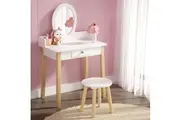 Keezi Kids Dressing Table Chair Set Wooden Leg Vanity Makeup Drawer Mirror