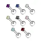 Piercing Ear Labret With Gem Square