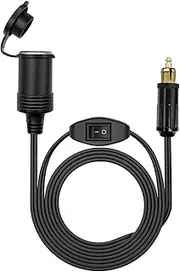 Dexumodbk 90cm European Male Din Plug to Standard Cigarette Lighter Socket Adapter with Switch,12V/24V Extension Cable 18AWG Hella(Din)to Cigarette Lighter Female Waterproof for Motorcycle Truck acces