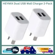 HEYMIX Dual USB Wall Charger, 2-Pack USB Power Adapter Plug, Double USB Wall Plu