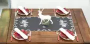 Silver Reindeer Dark Grey Table Runner (16" x 33")
