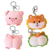 Portable Backpack Pendant Unique Cartoon Pig/Dog Keychain Soft Plush Keyrings