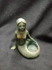Mermaid Cast Iron Verdigris Nautical Tea Light Candle Holder
