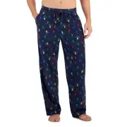 Club Room Men's Holiday Lights Fleece Pajama Pants Blue 2XL B4HP