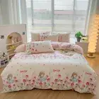 Duvet Cover Set Queen - 1 Duvet Cover 2 Pillow Shams, Rose Pink Kwaii Duvet