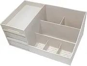 AIMALL Cosmetic Makeup Organizer with Drawers, Skincare Storage Box Holder, Durable Bathroom Holder Case, Space-Saving Design, 11.34 x 7.09 x 5.04 Inches, White