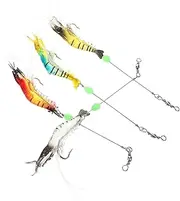 BESPORTBLE 4pcs Luminous Soft Shrimp Fishing Bait with Hooks and Swivels Durable for Freshwater and Saltwater Fishing Realistic Crappie Easy to Carry
